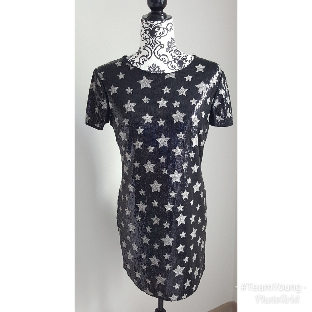 [Maloom] Black and Grey Star Sequin Dress